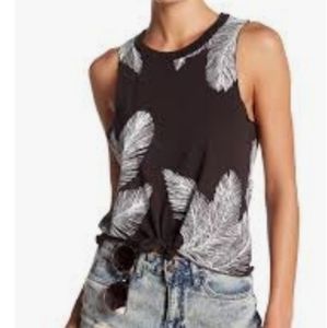 Chaser feather tie front tank top Sz L